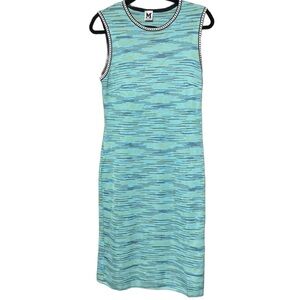 Missoni Blue Sheath Midi Dress Crew Neck Sleeveless